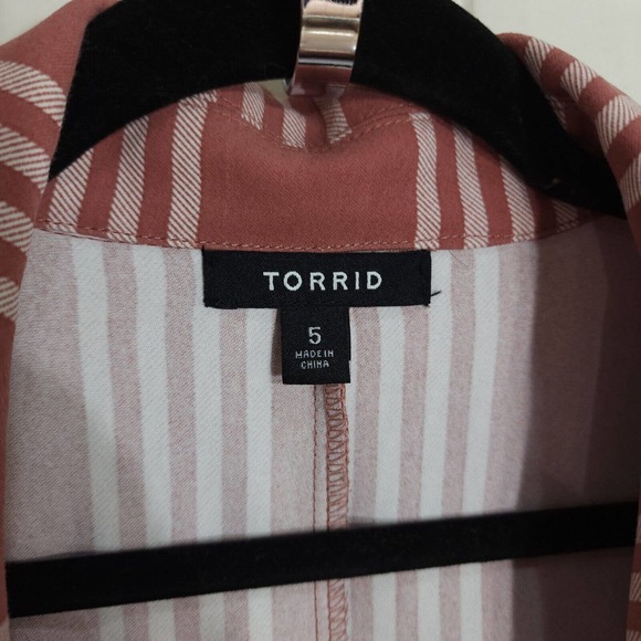 Torrid Womens Blazer Boyfriend Mauve Pink White Striped Business Casual Jacket 5 - Picture 13 of 13